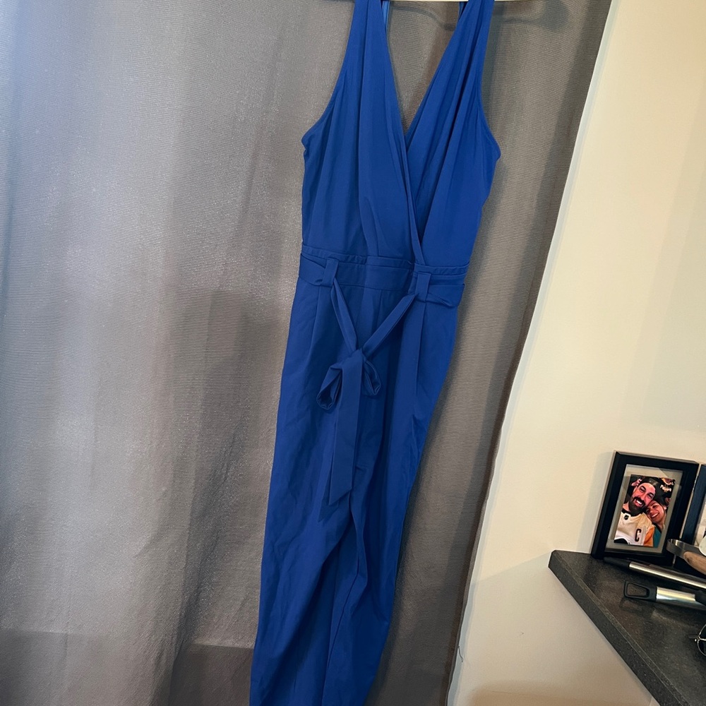 Grace Karin Blue Sleeveless V-Neck Jumpsuit